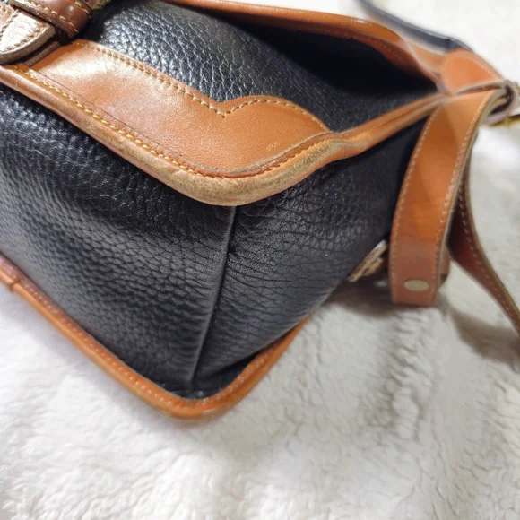 Vintage Dooney & Bourke Black Brown Leather Crossbody Satchel Bag Purse - Picture 5 of 16